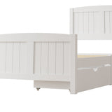 Oikiture Wooden Bed Frame Single Size with Trundle Drawers White - Extra Image