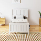 Oikiture Wooden Bed Frame Single Size with Trundle Drawers White - Side View