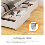 Oikiture Wooden Bed Frame Single Size with Trundle Drawers White - Close-Up Angle