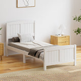 Oikiture Bed Frame Singe Size Timber Platform White