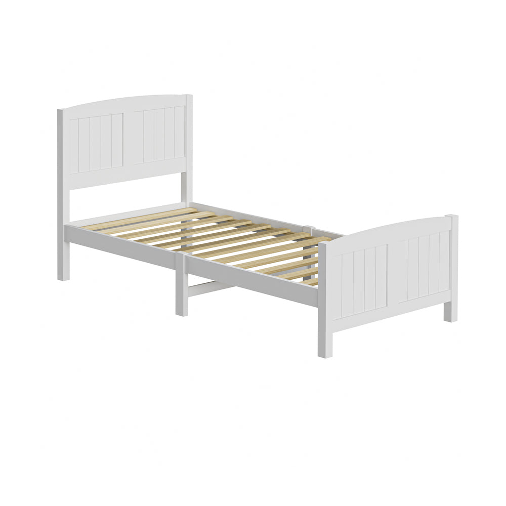 Oikiture Bed Frame Singe Size Timber Platform White