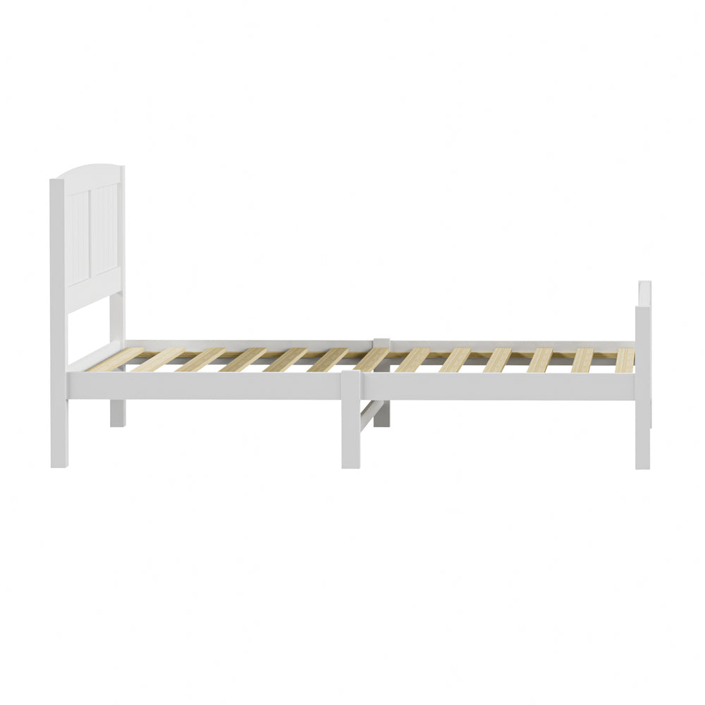 Oikiture Bed Frame Singe Size Timber Platform White