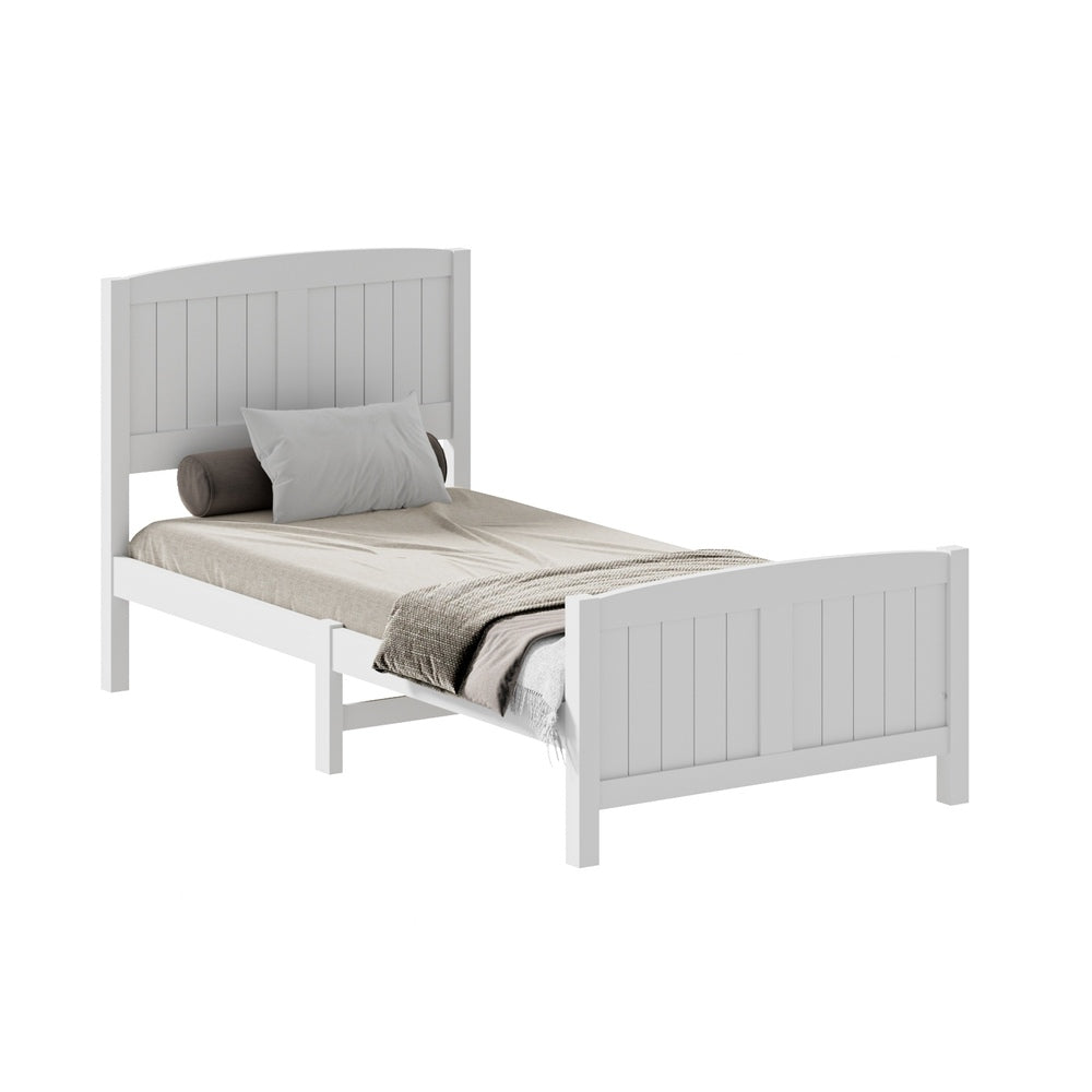 Oikiture Bed Frame Singe Size Timber Platform White