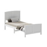 Oikiture Bed Frame Singe Size Timber Platform White - Close-Up Angle