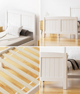 Oikiture Bed Frame Singe Size Timber Platform White - 45-Degree Angle