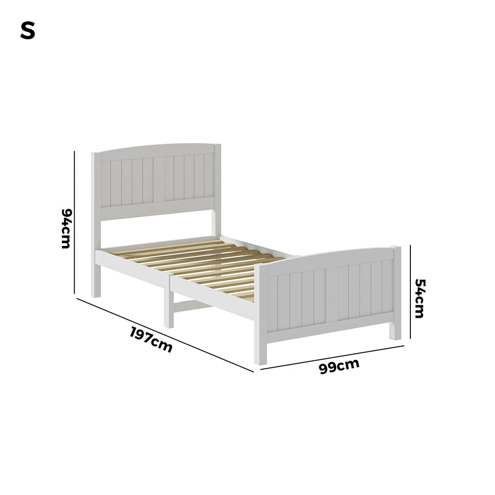 Oikiture Bed Frame Singe Size Timber Platform White
