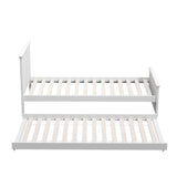 Oikiture Trundle Bed Frame Single Size Wooden Daybed White - Top-Down View