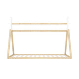 Oikiture Kids Bed Frame Wooden King Single Teepee House - Side View