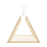 Oikiture Kids Bed Frame Wooden King Single Teepee House - Front View