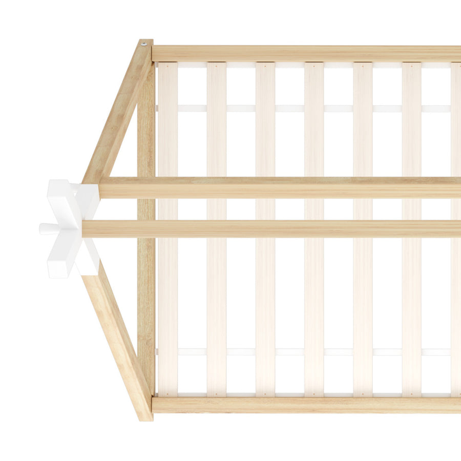 Oikiture Kids Bed Frame Wooden King Single Teepee House