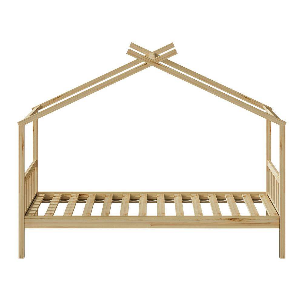 Oikiture Bed Frame Wooden Kids Single Timber House Beds