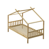Oikiture Bed Frame Wooden Kids Single Timber House Beds - Low Angle