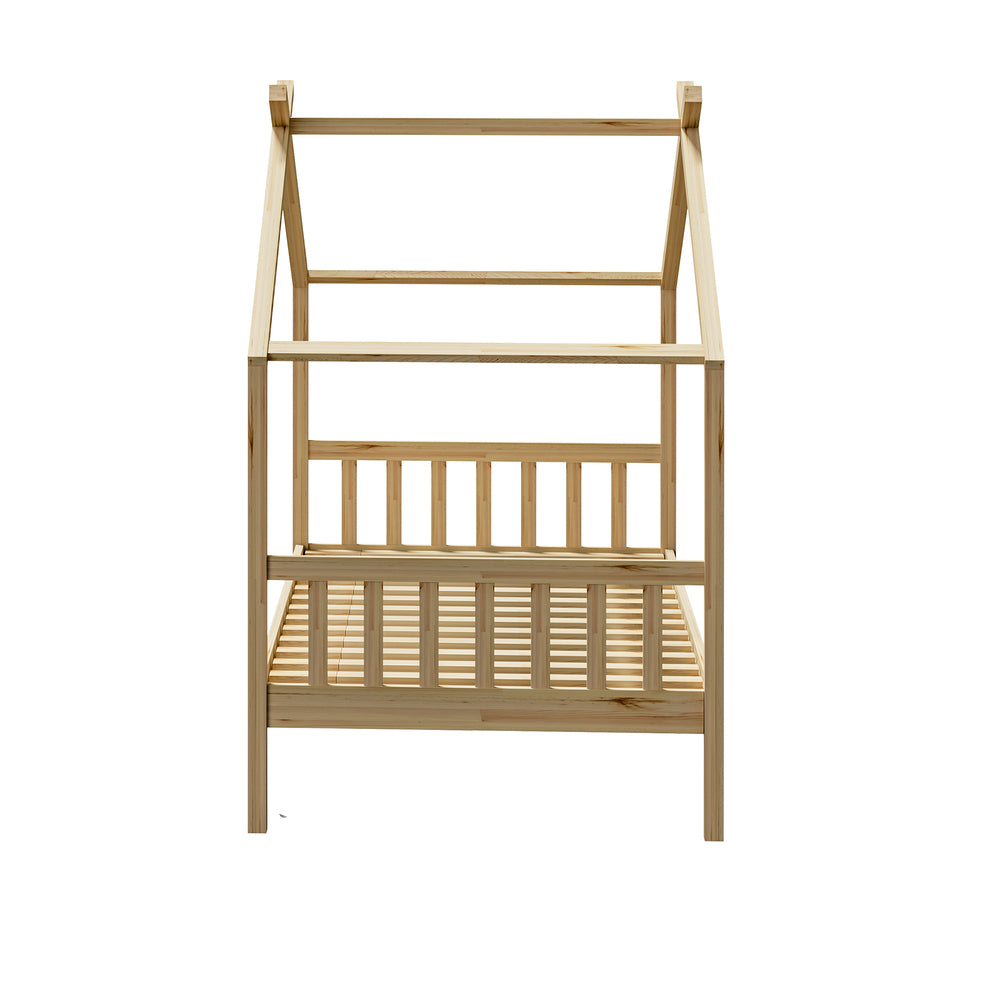 Oikiture Bed Frame Wooden Kids Single Timber House Beds