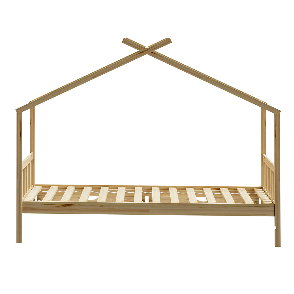 Oikiture Bed Frame Wooden Kids Single Timber House Beds