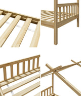 Oikiture Bed Frame Wooden Kids Single Timber House Beds - Extra Image