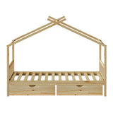 Oikiture House Bed Frame Wooden Single Size with Drawers - Extra Image