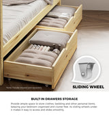 Oikiture House Bed Frame Wooden Single Size with Drawers - 45-Degree Angle