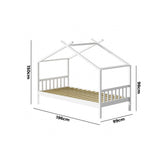 Oikiture Bed Frame Wooden Kids Single Timber House Beds White