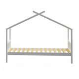 Oikiture Bed Frame Wooden Kids Single Timber House Beds White