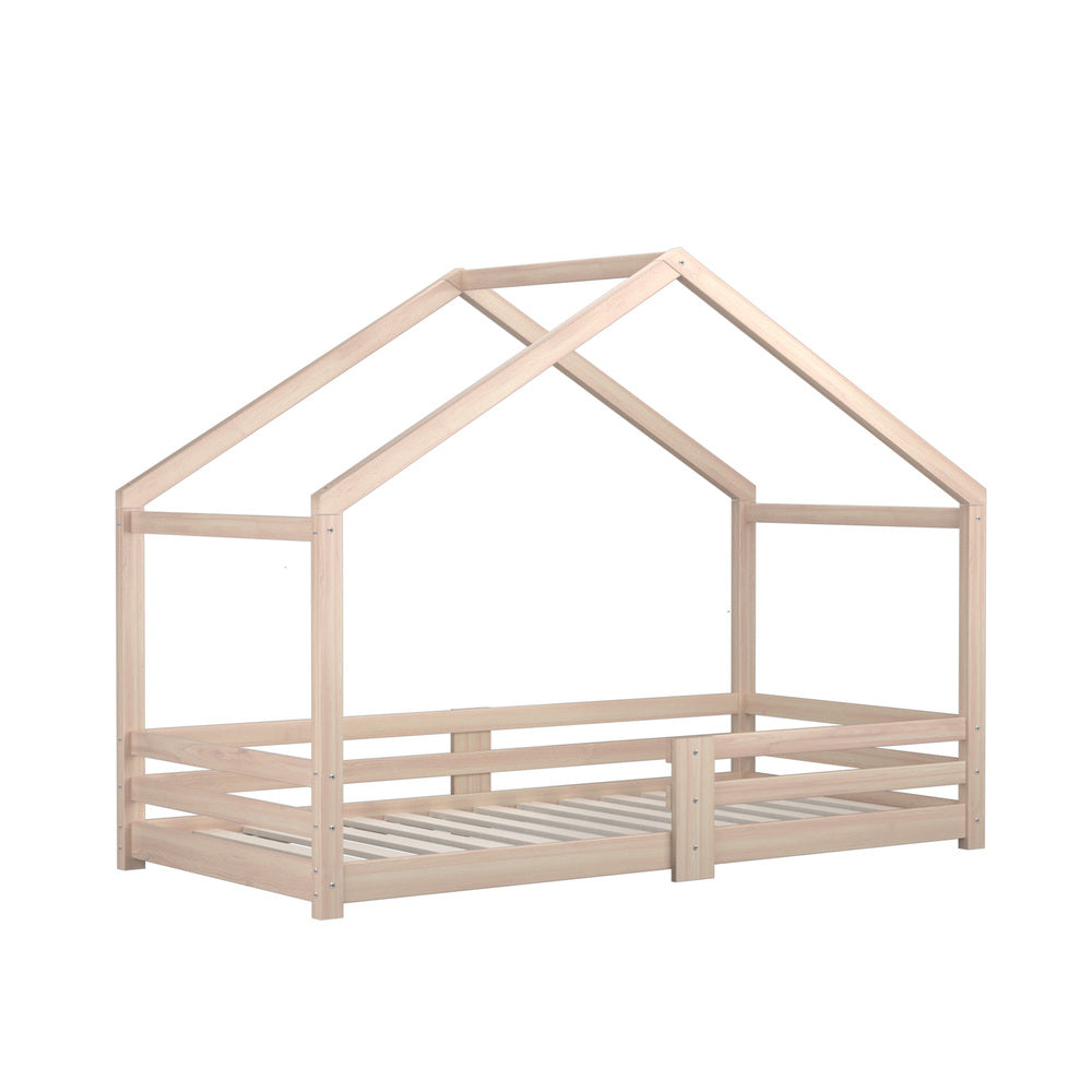 Oikiture Bed Frame Wooden Single Size Timber House Frame