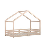 Oikiture Bed Frame Wooden Single Size Timber House Frame - Front View