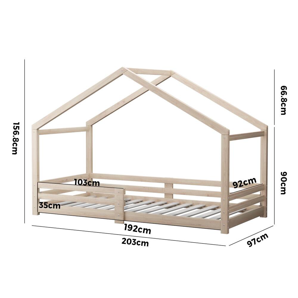 Oikiture Bed Frame Wooden Single Size Timber House Frame