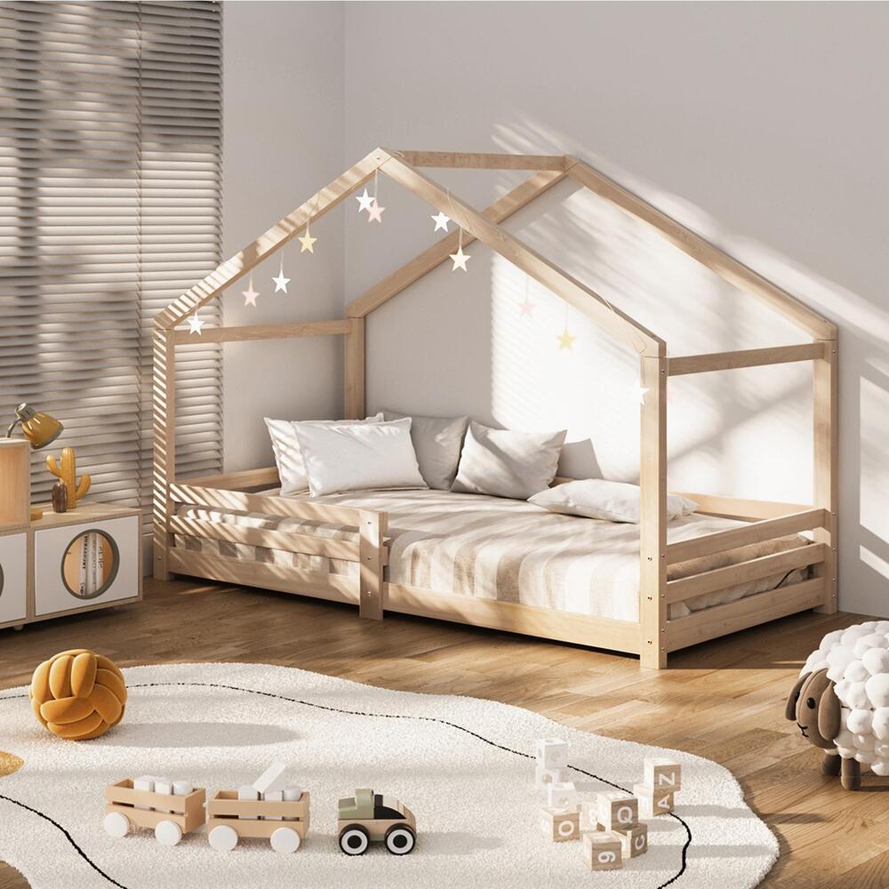 Oikiture Bed Frame Wooden Single Size Timber House Frame