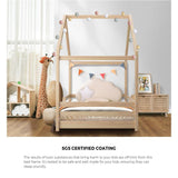 Oikiture Bed Frame Wooden Single Size Timber House Frame - Side View