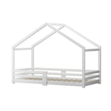 Oikiture Single Bed Frame Wooden Kids House Style White - Side View