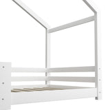 Oikiture Single Bed Frame Wooden Kids House Style White