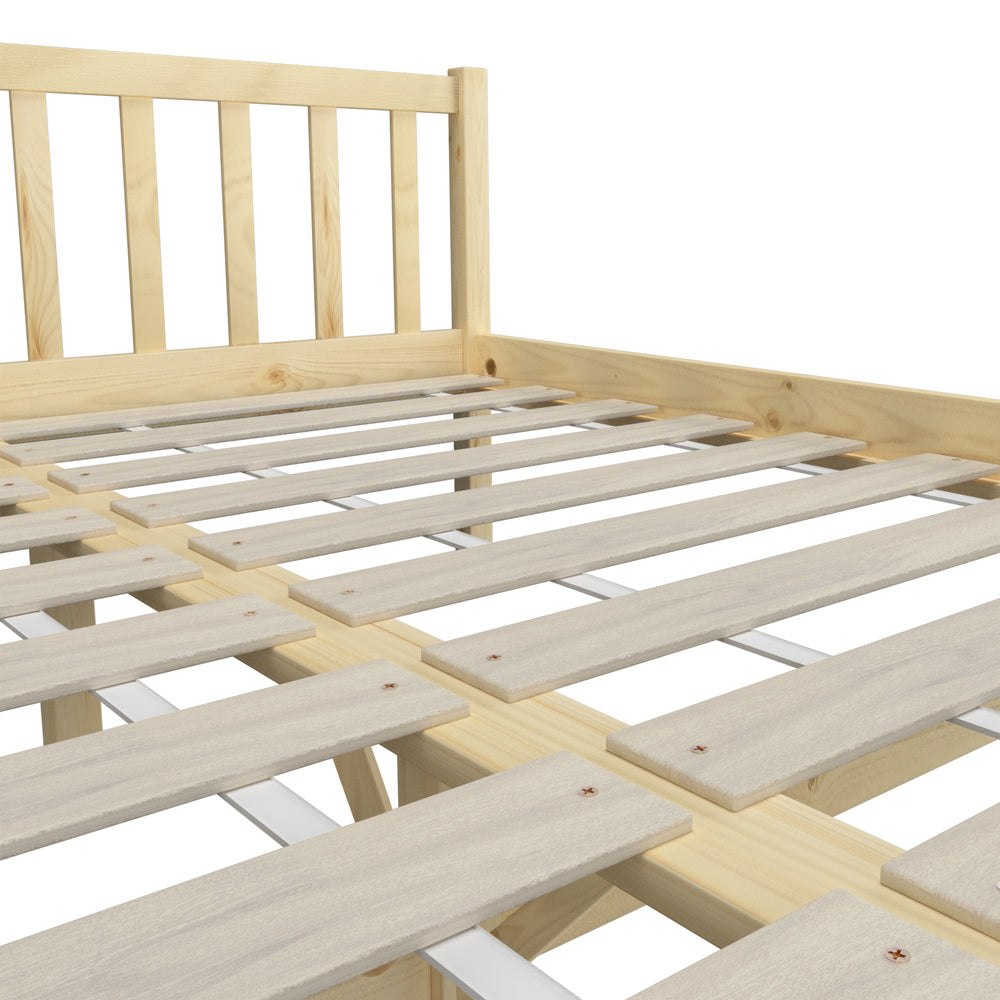 Oikiture Wooden Bed Frame Double Size Slat Support
