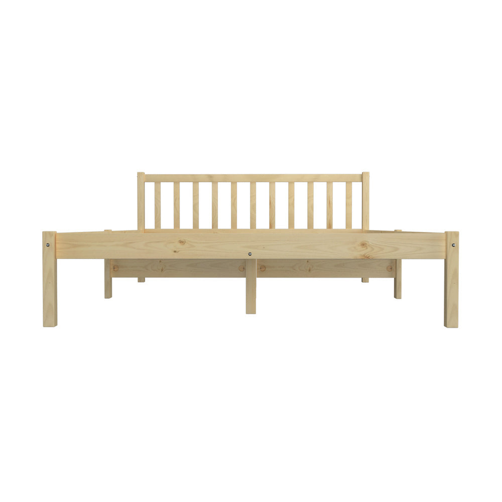 Oikiture Bed Frame King Size Wooden Timber Base Headboard Bedroom