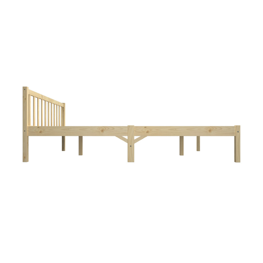 Oikiture Bed Frame King Size Wooden Timber Base Headboard Bedroom