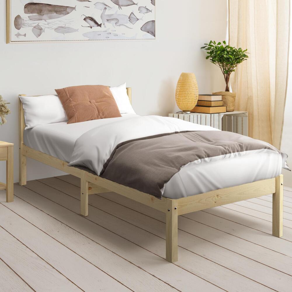 Oikiture Wooden Bed Frame King Single with Headboard