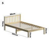 Oikiture Bed Frame Single Size Wooden Kids Bed - Front View
