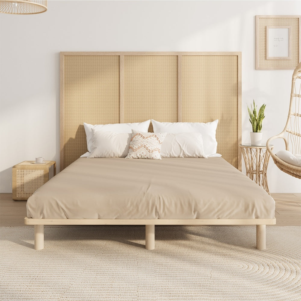 Oikiture Bed Frame Double Size Wooden Bed Base