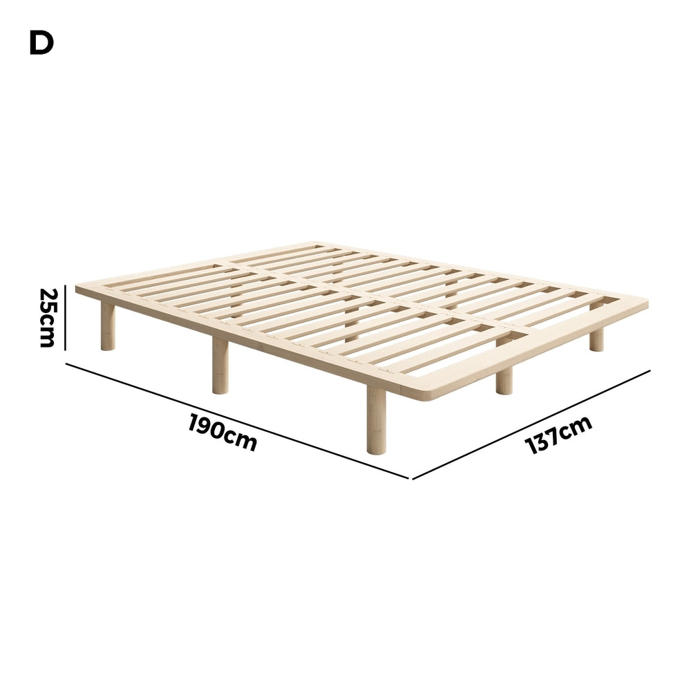 Oikiture Bed Frame Double Size Wooden Bed Base