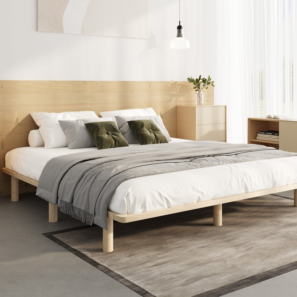 Oikiture Bed Frame King Size Wooden Bed Base
