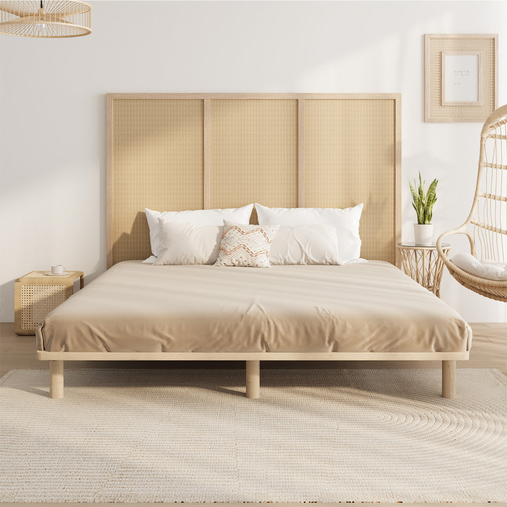 Oikiture Bed Frame King Size Wooden Bed Base