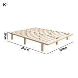 Oikiture Bed Frame King Size Wooden Bed Base