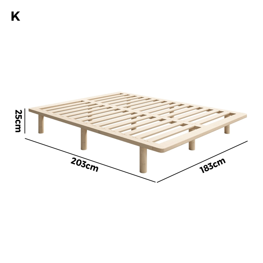 Oikiture Bed Frame King Size Wooden Bed Base