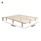 Oikiture Bed Frame King Size Wooden Bed Base - Low Angle