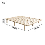 Oikiture Bed Frame King Single Wooden Bed Base - Front View