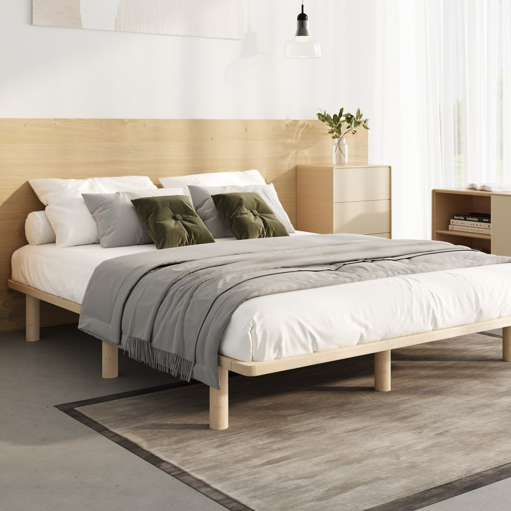 Oikiture Bed Frame Queen Size Wooden Bed Base