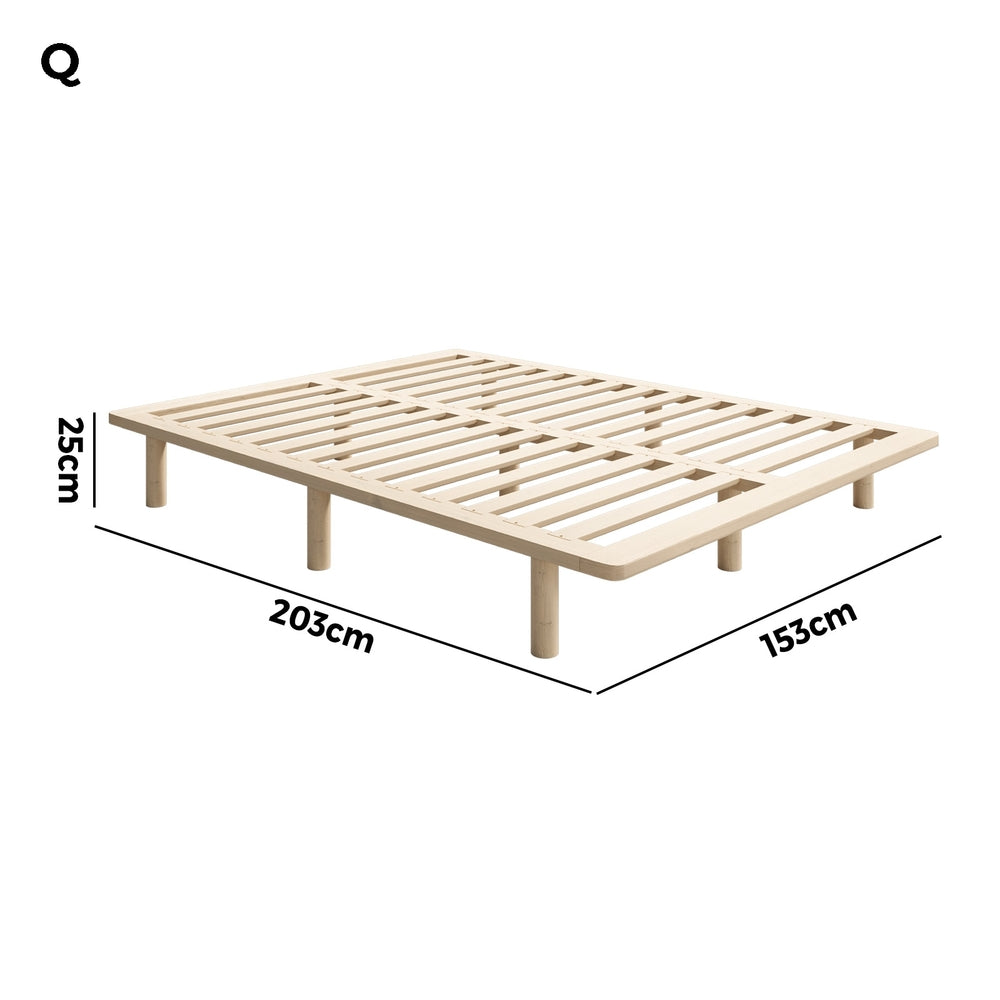 Oikiture Bed Frame Queen Size Wooden Bed Base