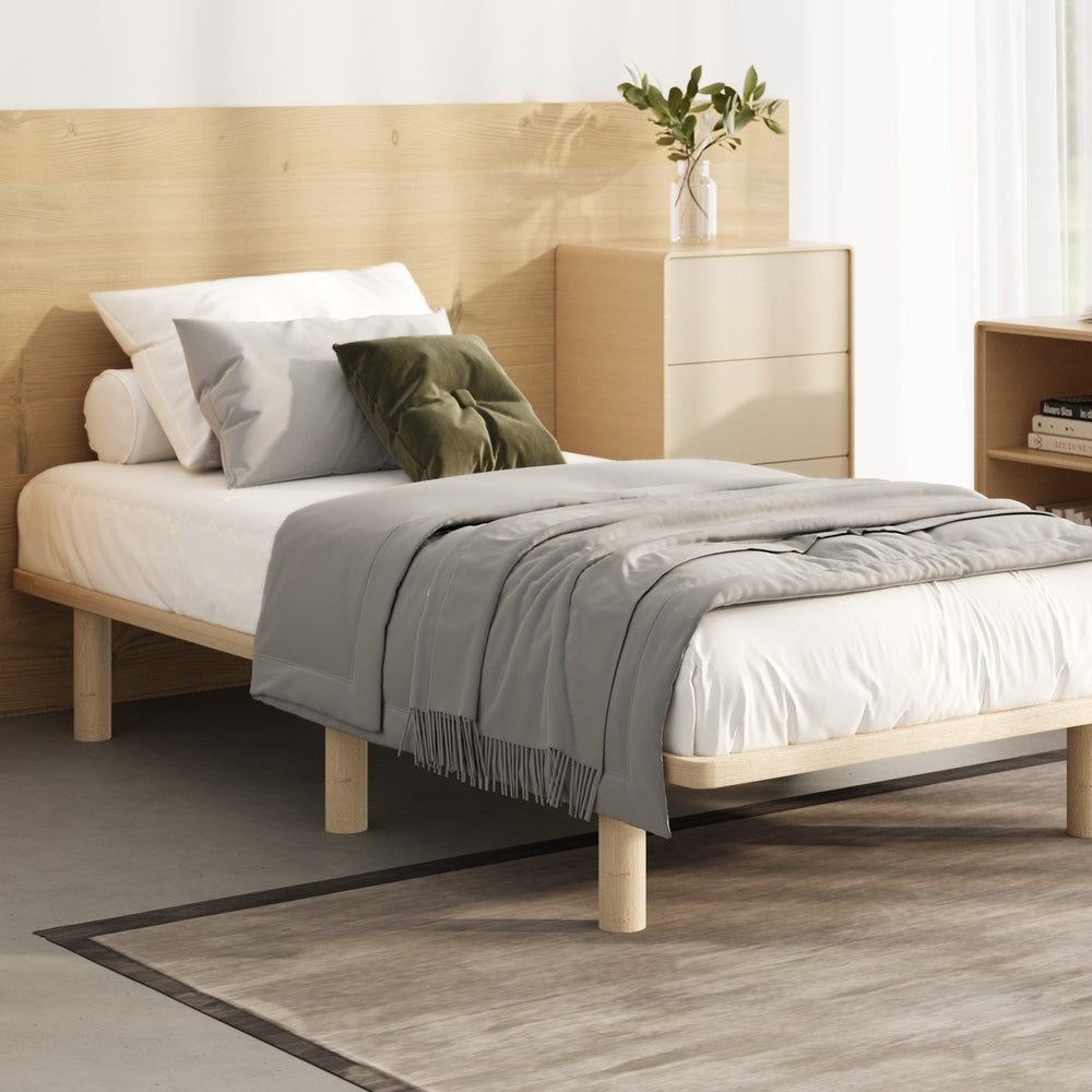 Oikiture Bed Frame Single Size Wooden Bed Base