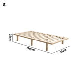 Oikiture Bed Frame Single Size Wooden Bed Base - Side View