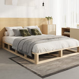 Oikiture Wooden Bed Frame Double Size Cage-like Base