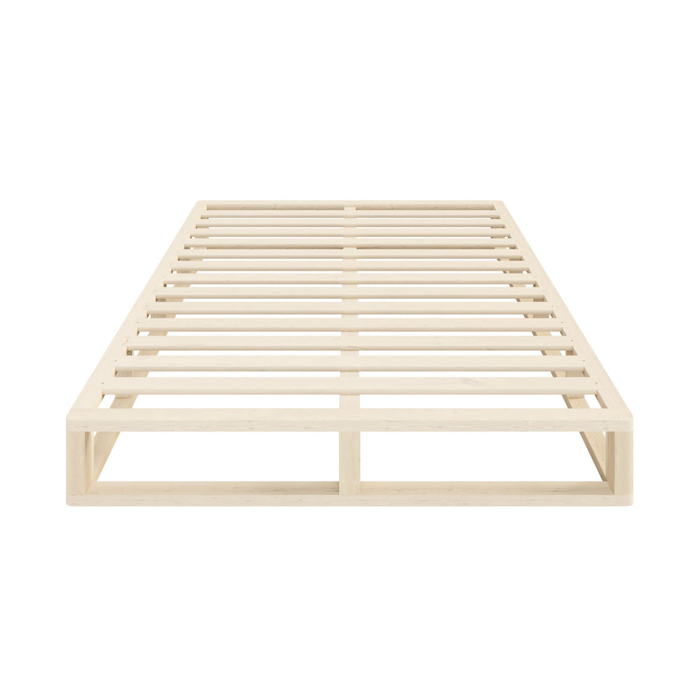 Oikiture Wooden Bed Frame Double Size Cage-like Base
