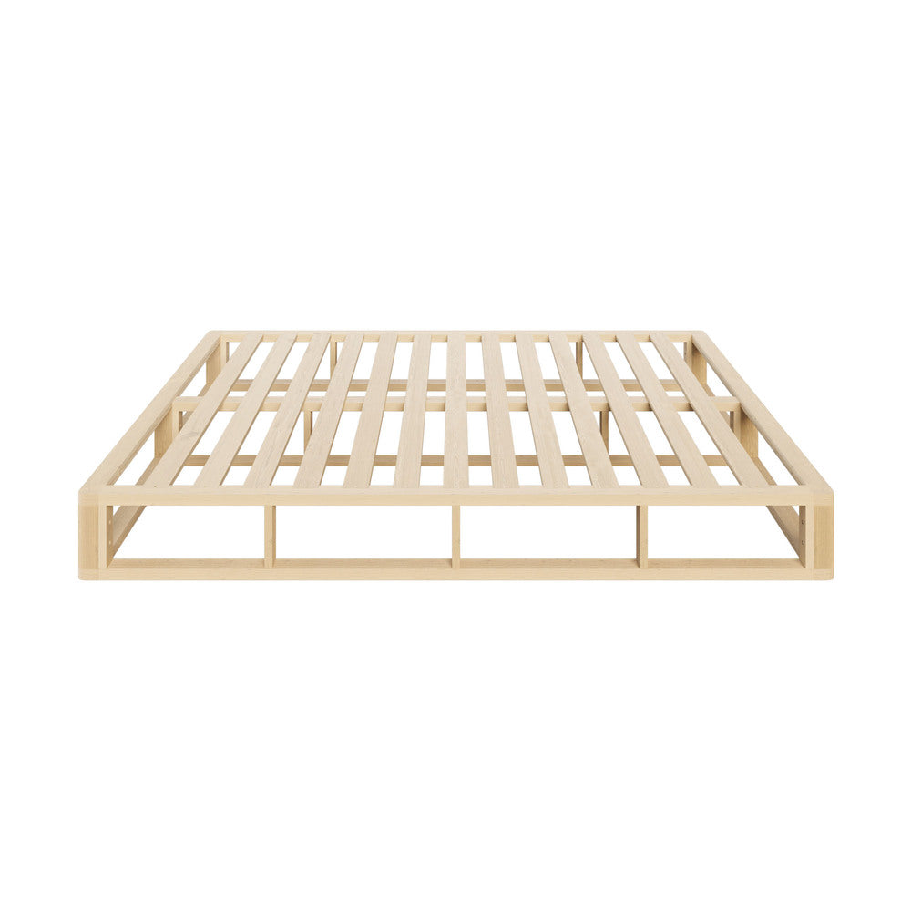 Oikiture Wooden Bed Frame Double Size Cage-like Base